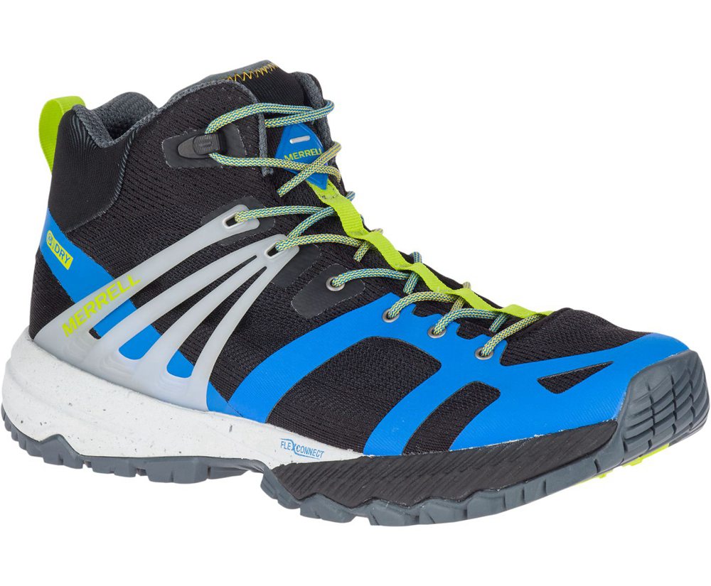 Merrell Hiking Boots Black/Blue/Green - MQM Ace Mid Waterproof - Mens 51IWHGCTJ